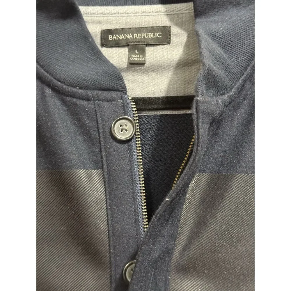 Banana Republic Mens Button-Up Jacket Navy Blue‎ Wool Blend Size Large EUC